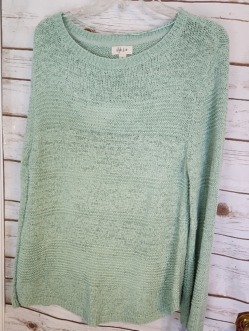 Style & Co. Mint Green Scoop Neck Knit Sweater Size XL - NWT